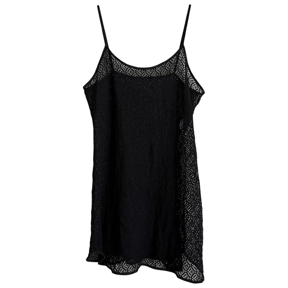 Vintage 90s Vassarette Black Lace Slip Dress 10-099 Cami Nightgown Size L/16